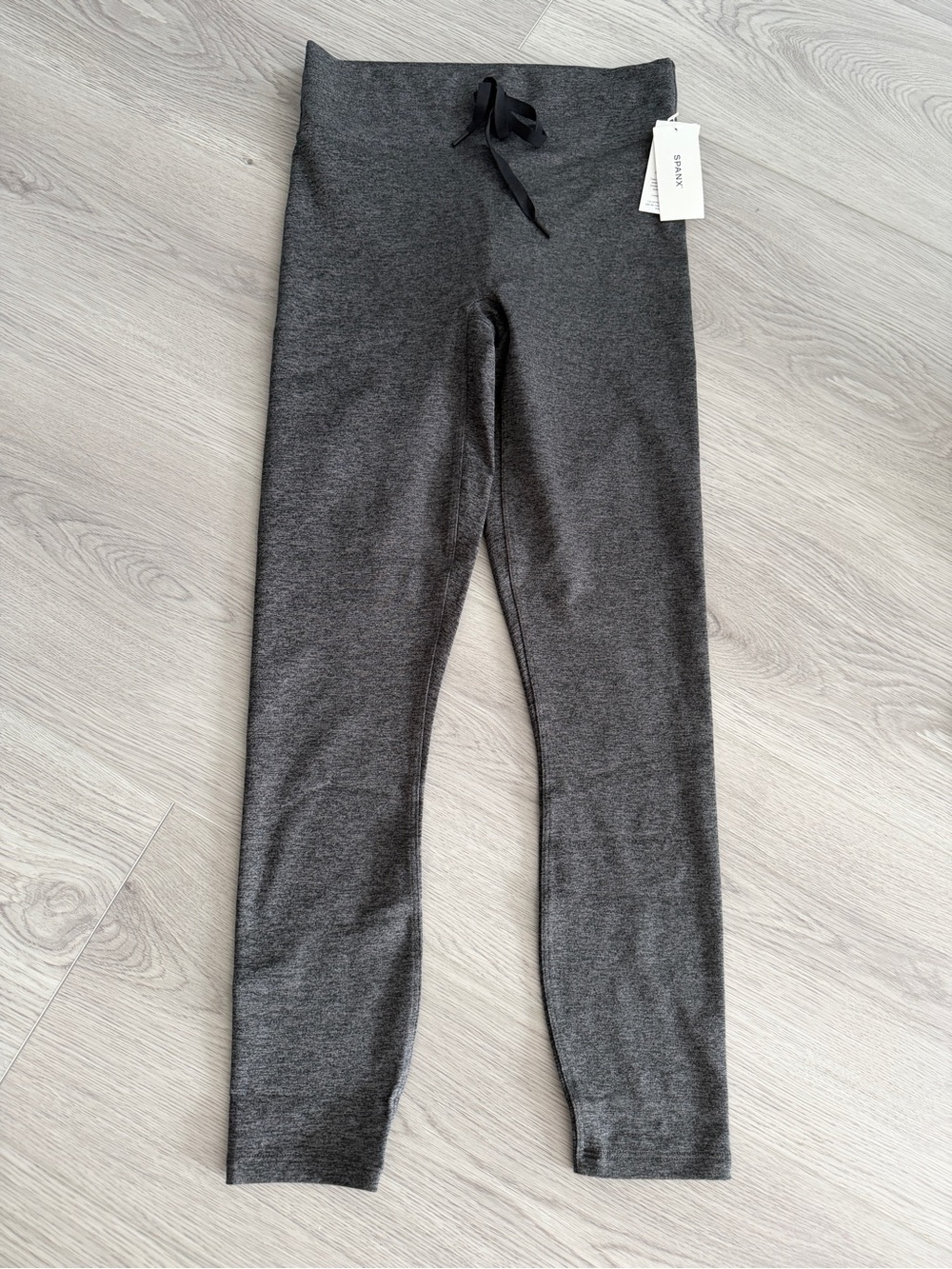 SPANX Charcoal Gray High-Waist Leggings with Drawstring